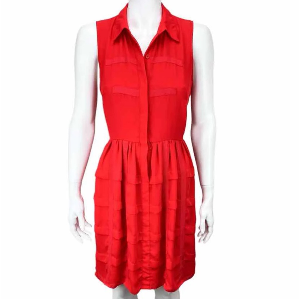 Elegant Red Sleeveless Dress size 6 Anthropologie collared